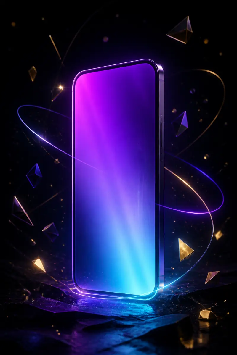 Схематичный смартфон с неоновыми элементами Sykaaa